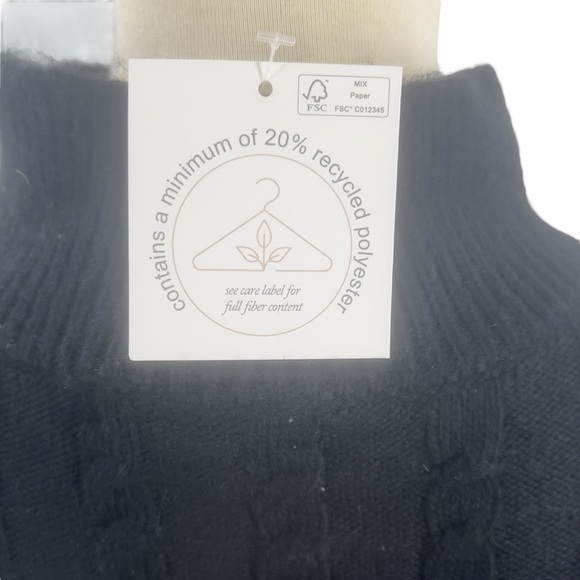 Cupcakes Cashmere Black Soft Cable Knit Mock Neck Sweater Vest Medium Poshmark - Picture 3 of 6